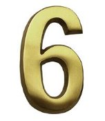 HouseMark Number "6" Satin Brass