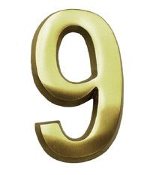 HouseMark Number "9" Satin Brass